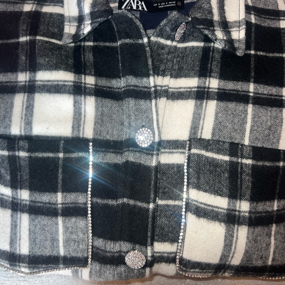 Zara Rhinestone Plaid Shirt